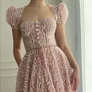 Pink lace gown
